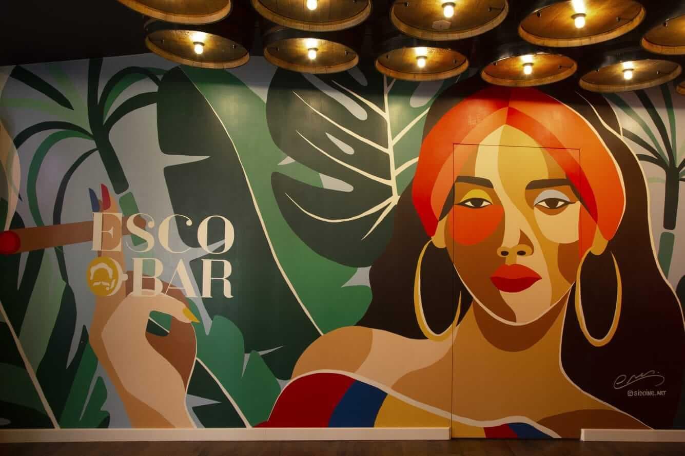 Fresque figurative pour la rhumerie Esco-Bar