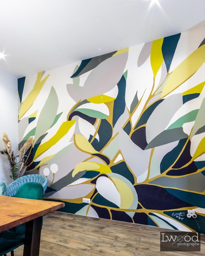 Fresque murale en intérieur sur un thème floral